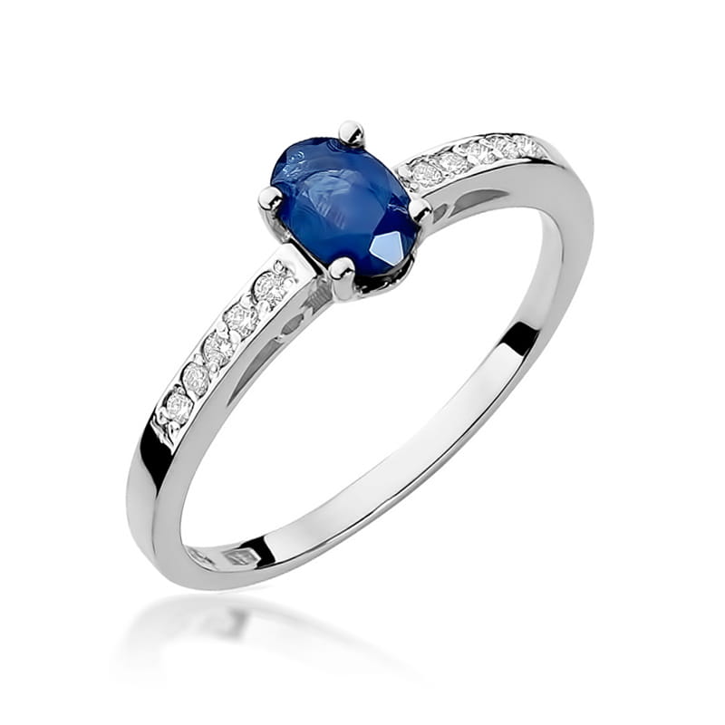 Inel Aur 9K cu Safir 0.70 ct si Diamante Naturale 0.05 ct, imaginea 4 din 6