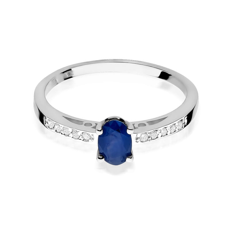 Inel Aur 9K cu Safir 0.70 ct si Diamante Naturale 0.05 ct, imaginea 5 din 6