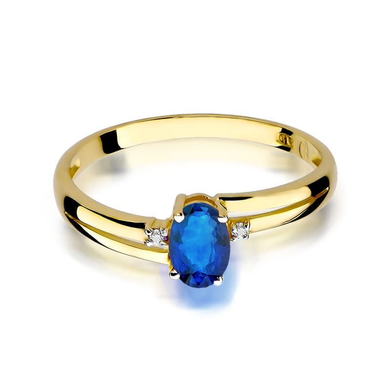 Inel Aur 9K cu Safir 0.70 ct si Diamante Naturale 0.03 ct, imaginea 2 din 8