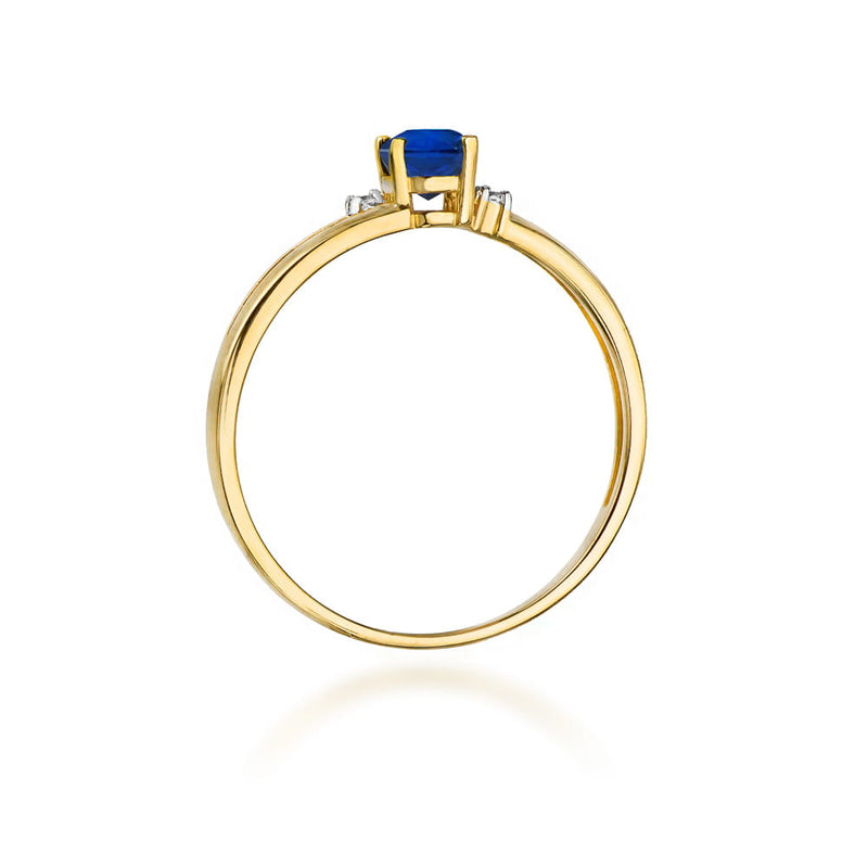 Inel Aur 9K cu Safir 0.70 ct si Diamante Naturale 0.03 ct, imaginea 3 din 8