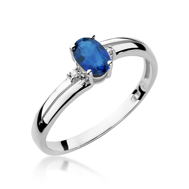 Inel Aur 9K cu Safir 0.70 ct si Diamante Naturale 0.03 ct, imaginea 5 din 8