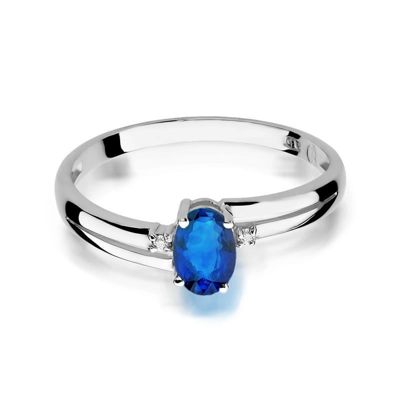 Inel Aur 9K cu Safir 0.70 ct si Diamante Naturale 0.03 ct, imaginea 6 din 8