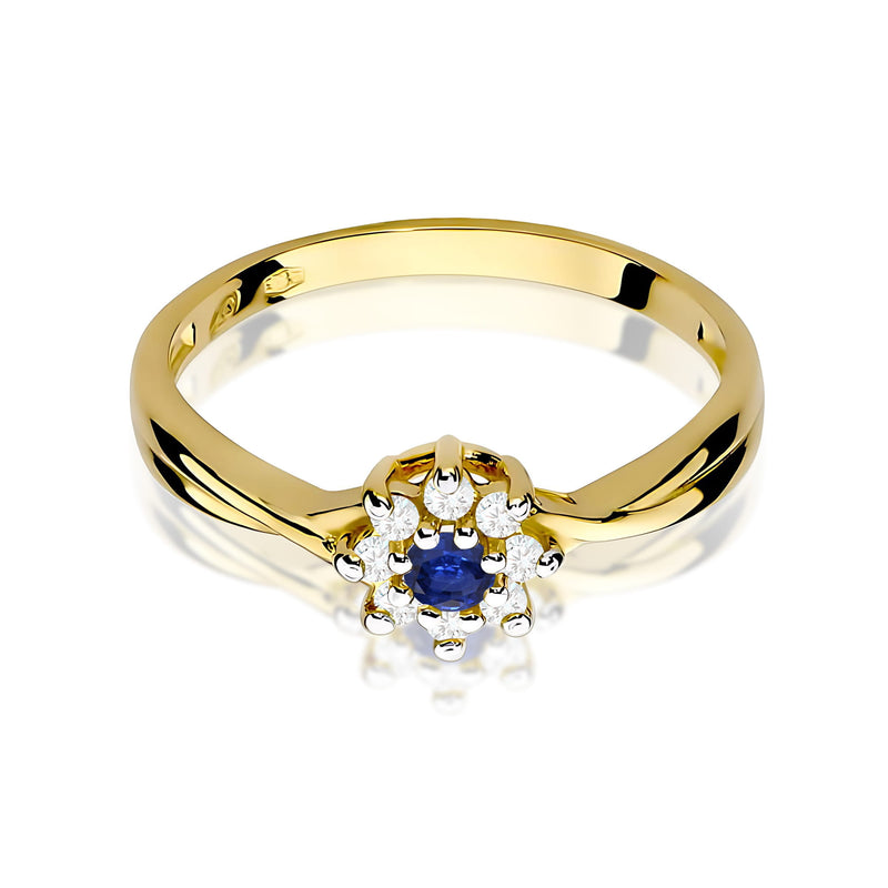 Inel Aur 9K cu Safir 0.15 ct si Diamante Naturale 0.12 ct, imaginea 2 din 8