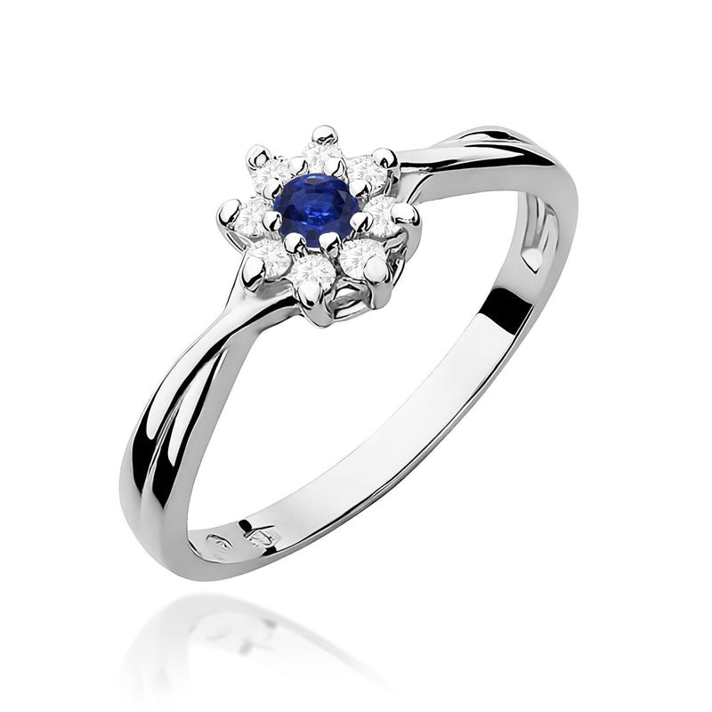 Inel Aur 9K cu Safir 0.15 ct si Diamante Naturale 0.12 ct, imaginea 5 din 8