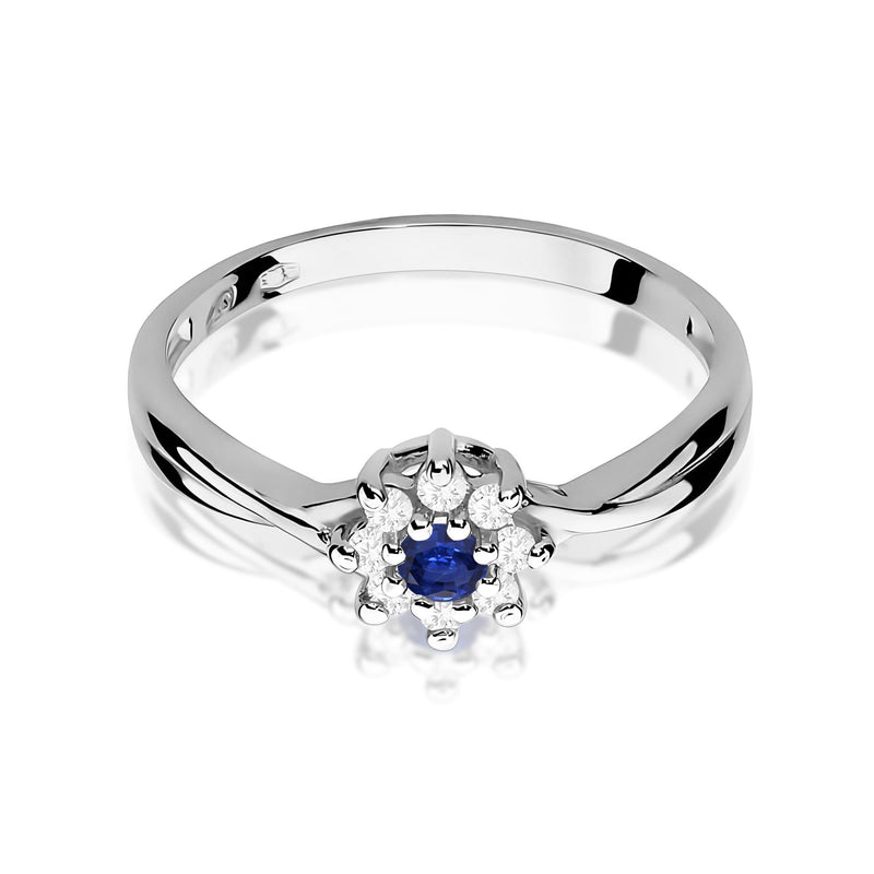 Inel Aur 9K cu Safir 0.15 ct si Diamante Naturale 0.12 ct, imaginea 6 din 8