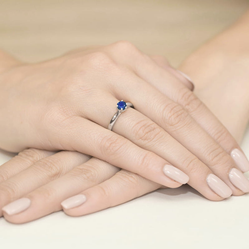 Inel Aur 9K cu Safir 0.50 ct si Diamante Naturale 0.01 ct, imaginea 8 din 8