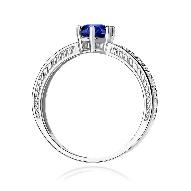 Inel Aur 9K cu Safir 0.50 ct si Diamante Naturale 0.08 ct, imaginea 7 din 8