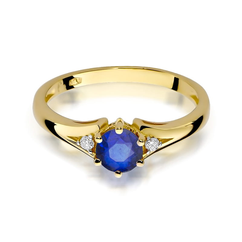 Inel Aur 9K cu Safir 0.50 ct si Diamante Naturale 0.03 ct, imaginea 2 din 8