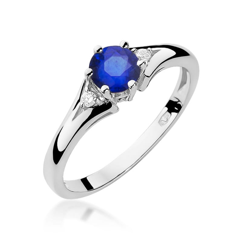 Inel Aur 9K cu Safir 0.50 ct si Diamante Naturale 0.03 ct, imaginea 5 din 8