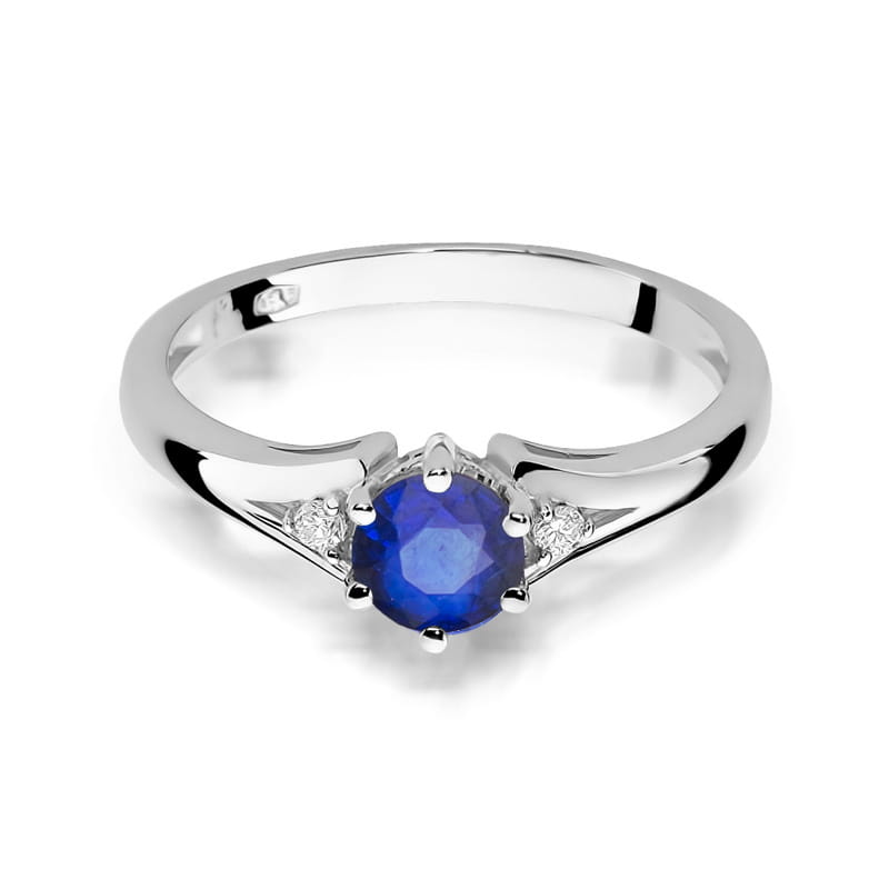 Inel Aur 9K cu Safir 0.50 ct si Diamante Naturale 0.03 ct, imaginea 6 din 8