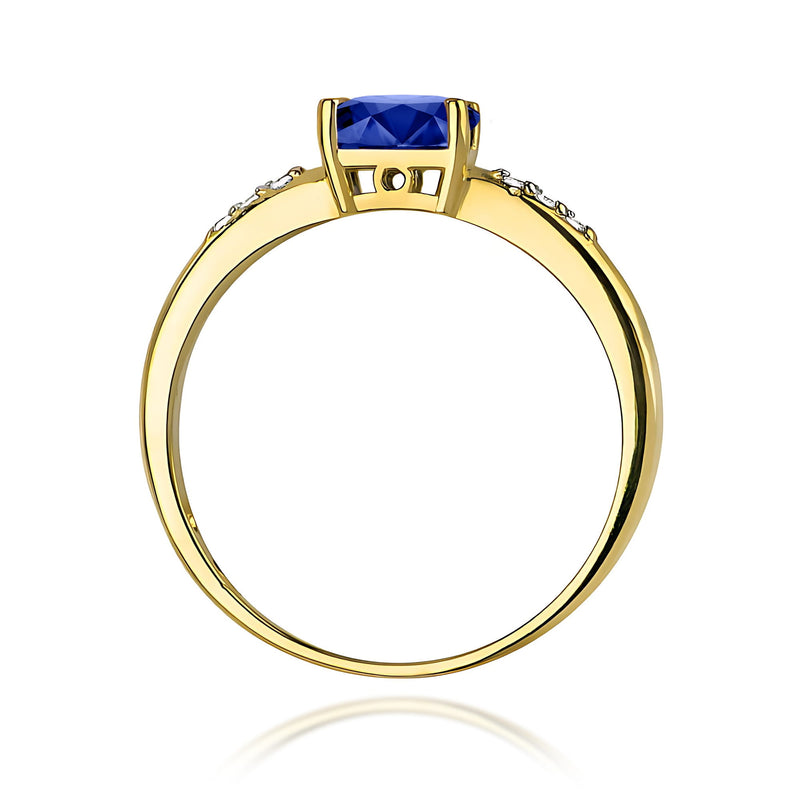 Inel Aur 9K cu Safir 0.70 ct si Diamante Naturale 0.03 ct, imaginea 3 din 8