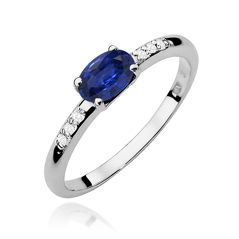Inel Aur 9K cu Safir 0.70 ct si Diamante Naturale 0.03 ct, imaginea 5 din 8