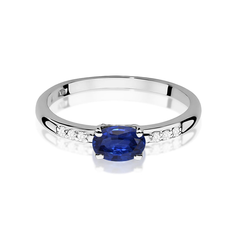 Inel Aur 9K cu Safir 0.70 ct si Diamante Naturale 0.03 ct, imaginea 6 din 8