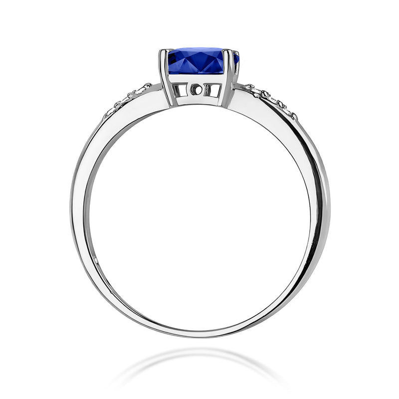Inel Aur 9K cu Safir 0.70 ct si Diamante Naturale 0.03 ct, imaginea 7 din 8