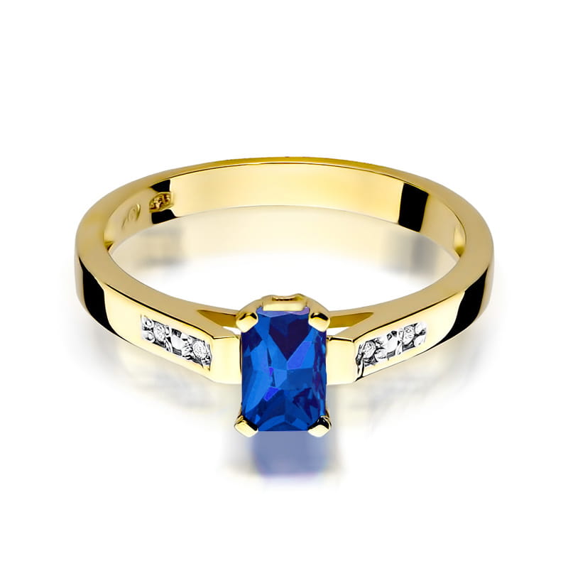 Inel Aur 9K cu Safir 0.60 ct si Diamante Naturale 0.04 ct, imaginea 2 din 8