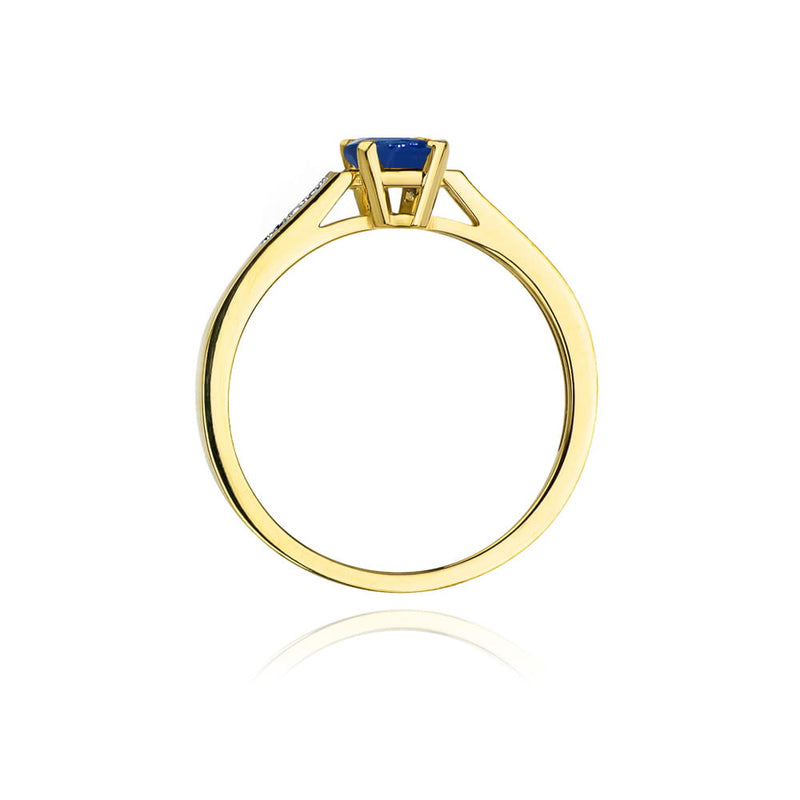 Inel Aur 9K cu Safir 0.60 ct si Diamante Naturale 0.04 ct, imaginea 3 din 8