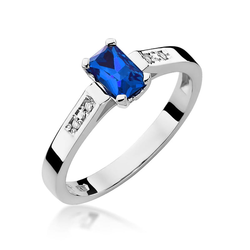 Inel Aur 9K cu Safir 0.60 ct si Diamante Naturale 0.04 ct, imaginea 5 din 8