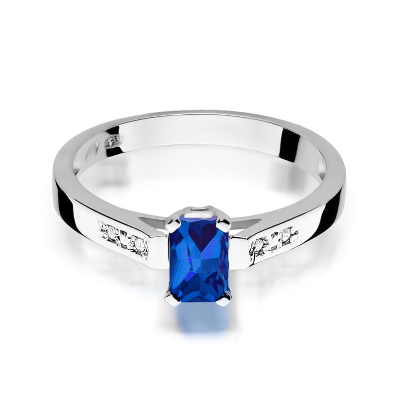 Inel Aur 9K cu Safir 0.60 ct si Diamante Naturale 0.04 ct, imaginea 6 din 8