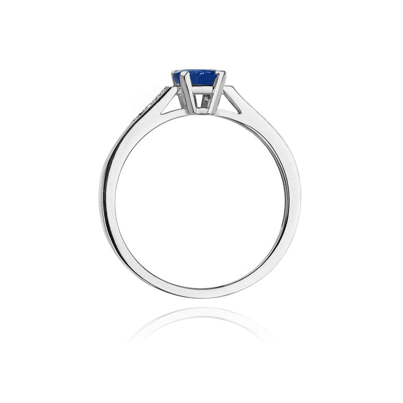 Inel Aur 9K cu Safir 0.60 ct si Diamante Naturale 0.04 ct, imaginea 7 din 8