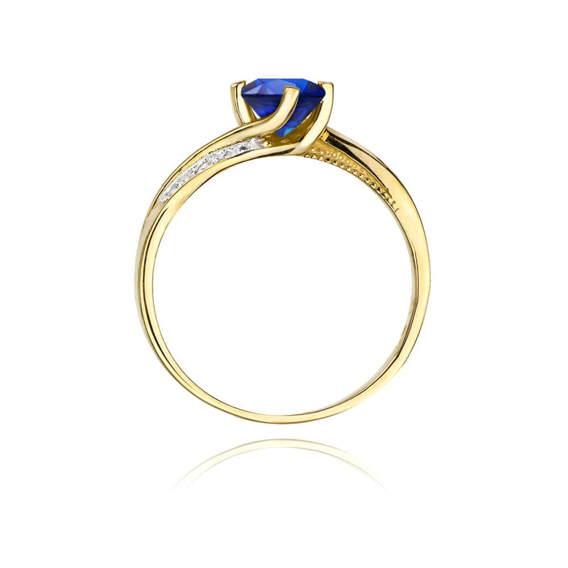Inel Aur 9K cu Safir 0.50 ct si Diamante Naturale 0.05 ct, imaginea 3 din 8