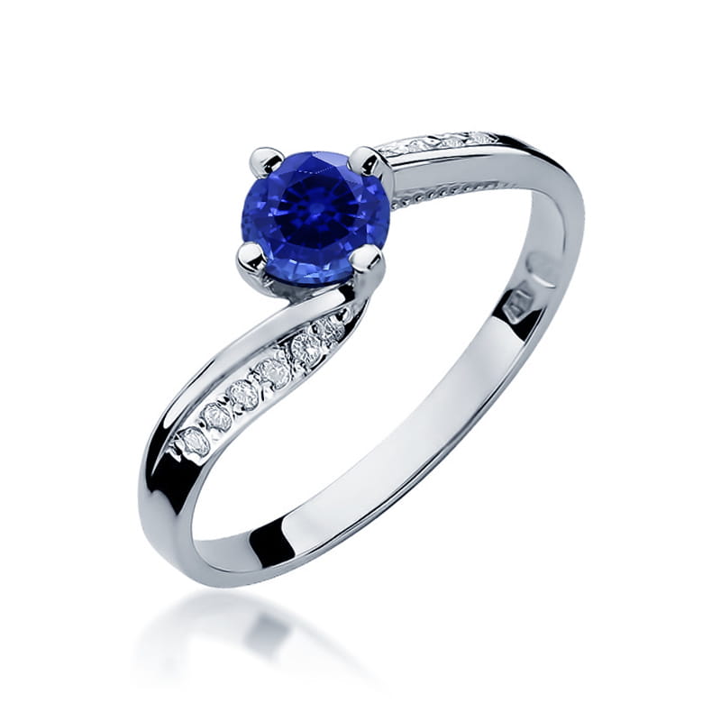 Inel Aur 9K cu Safir 0.50 ct si Diamante Naturale 0.05 ct, imaginea 5 din 8
