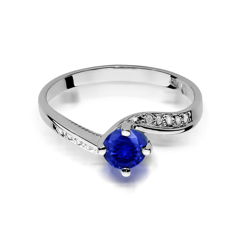 Inel Aur 9K cu Safir 0.50 ct si Diamante Naturale 0.05 ct, imaginea 6 din 8