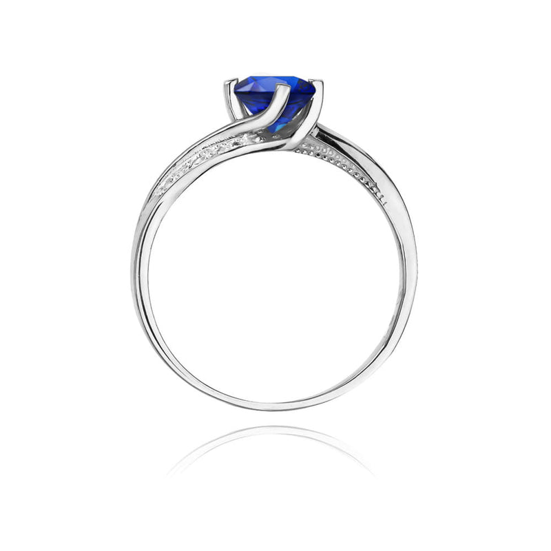 Inel Aur 9K cu Safir 0.50 ct si Diamante Naturale 0.05 ct, imaginea 7 din 8