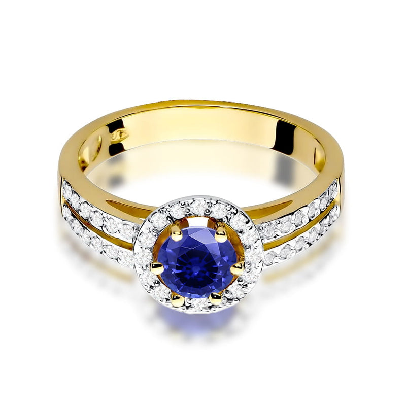 Inel Aur 9K cu Safir 0.50 ct si Diamante Naturale 0.20 ct, imaginea 2 din 8