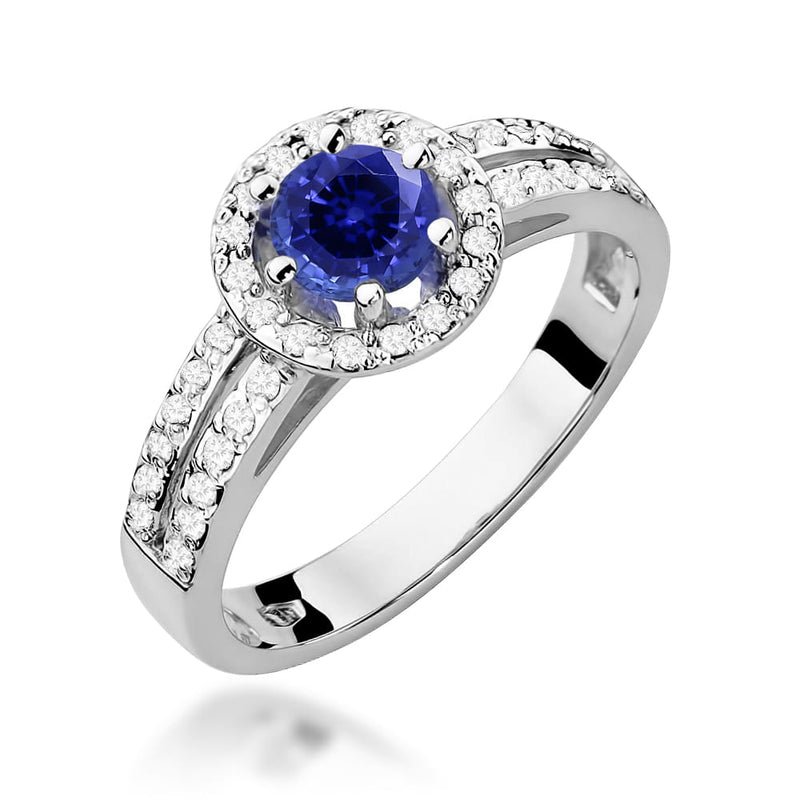Inel Aur 9K cu Safir 0.50 ct si Diamante Naturale 0.20 ct, imaginea 5 din 8