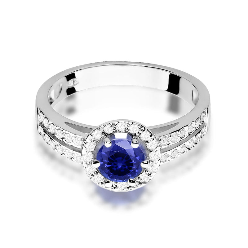 Inel Aur 9K cu Safir 0.50 ct si Diamante Naturale 0.20 ct, imaginea 6 din 8