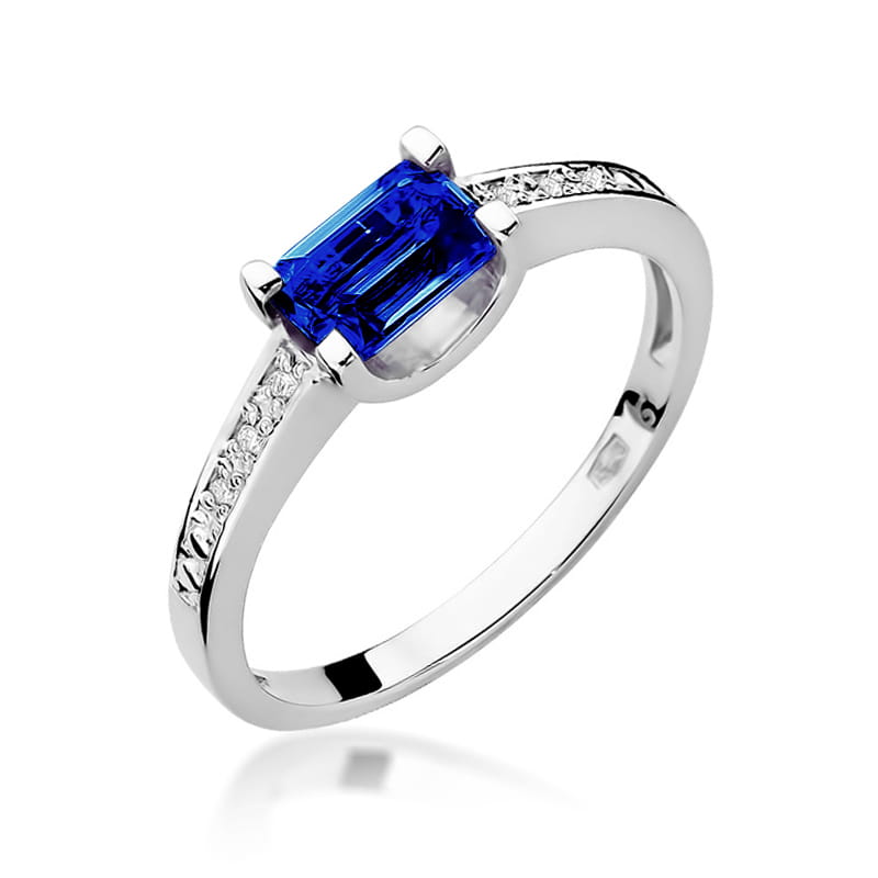 Inel Aur 9K cu Safir 0.60 ct si Diamante Naturale 0.03 ct, imaginea 5 din 8