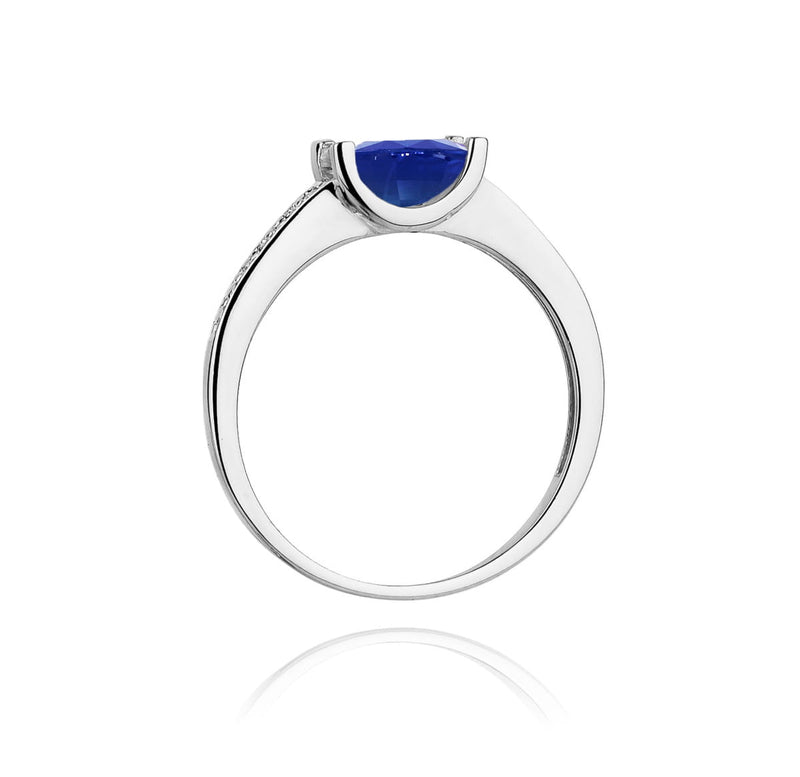 Inel Aur 9K cu Safir 0.60 ct si Diamante Naturale 0.03 ct, imaginea 7 din 8