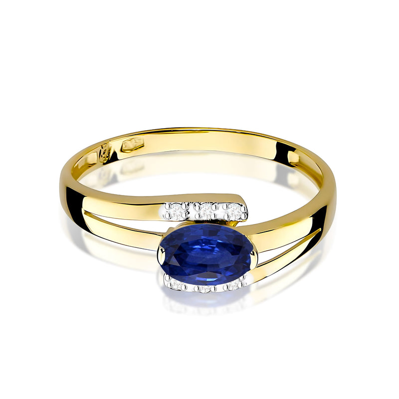 Inel Aur 9K cu Safir 0.70 ct si Diamante Naturale 0.05 ct, imaginea 2 din 8