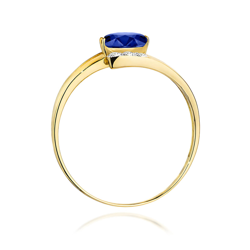 Inel Aur 9K cu Safir 0.70 ct si Diamante Naturale 0.05 ct, imaginea 3 din 8