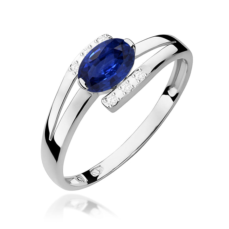 Inel Aur 9K cu Safir 0.70 ct si Diamante Naturale 0.05 ct, imaginea 5 din 8