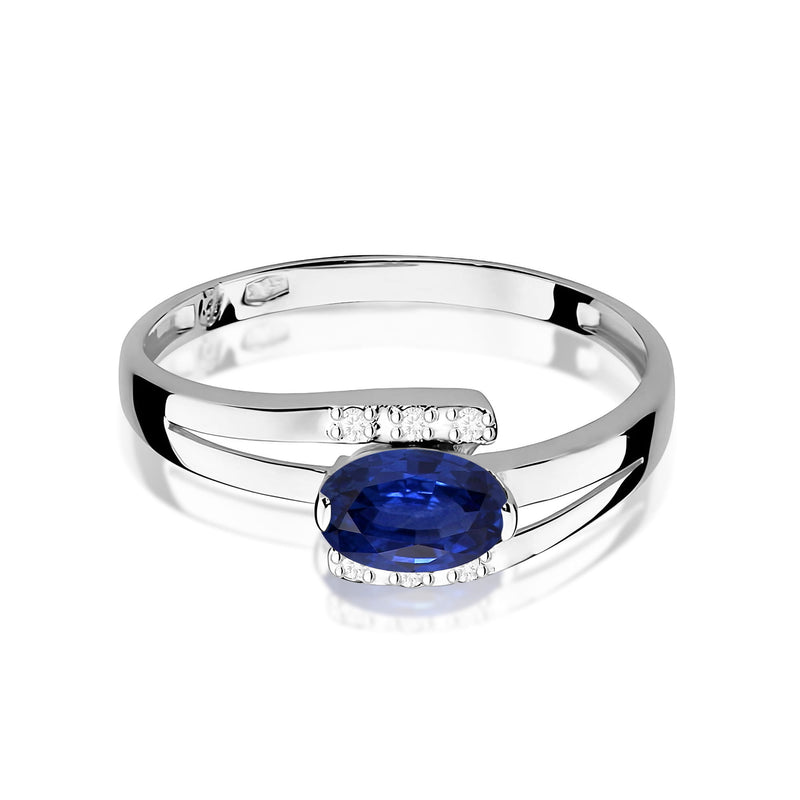 Inel Aur 9K cu Safir 0.70 ct si Diamante Naturale 0.05 ct, imaginea 6 din 8