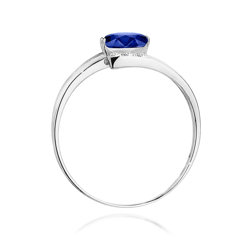 Inel Aur 9K cu Safir 0.70 ct si Diamante Naturale 0.05 ct, imaginea 7 din 8