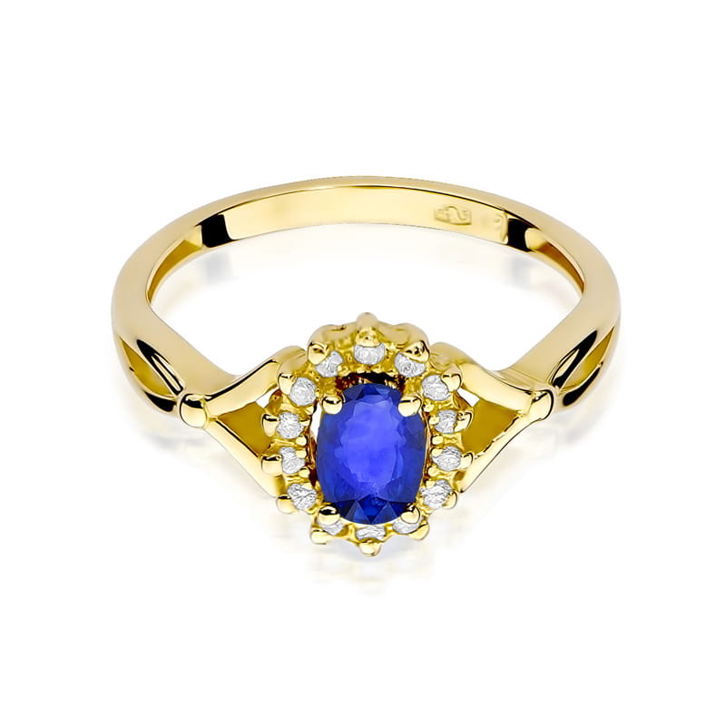 Inel Aur 9K cu Safir 0.70 ct si Diamante Naturale 0.12 ct, imaginea 2 din 8