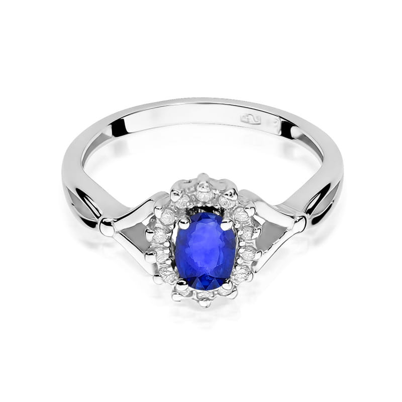 Inel Aur 9K cu Safir 0.70 ct si Diamante Naturale 0.12 ct, imaginea 6 din 8