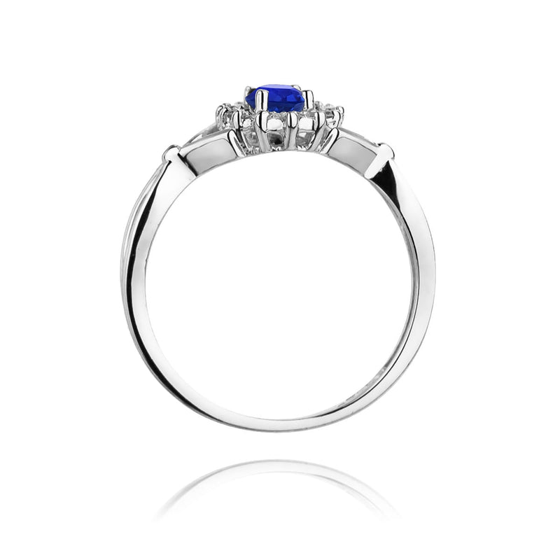 Inel Aur 9K cu Safir 0.70 ct si Diamante Naturale 0.12 ct, imaginea 7 din 8