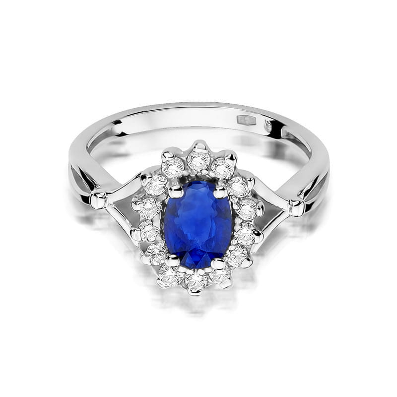 Inel Aur 9K cu Safir 0.90 ct si Diamante Naturale 0.28 ct, imaginea 6 din 8
