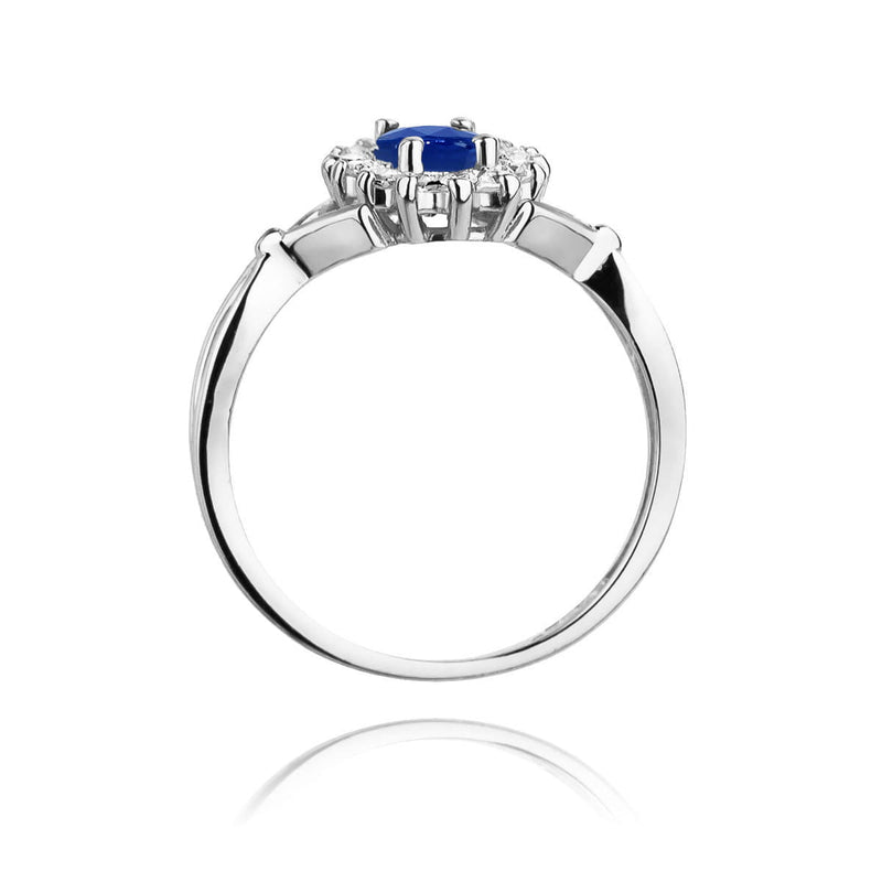 Inel Aur 9K cu Safir 0.90 ct si Diamante Naturale 0.28 ct, imaginea 7 din 8