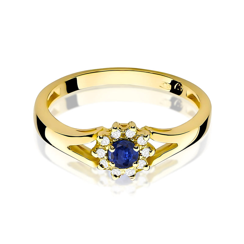 Inel Aur 9K cu Safir 0.15 ct si Diamante Naturale 0.09 ct, imaginea 2 din 8