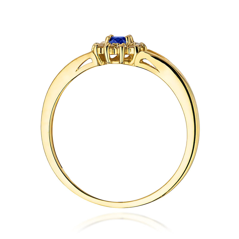 Inel Aur 9K cu Safir 0.15 ct si Diamante Naturale 0.09 ct, imaginea 3 din 8