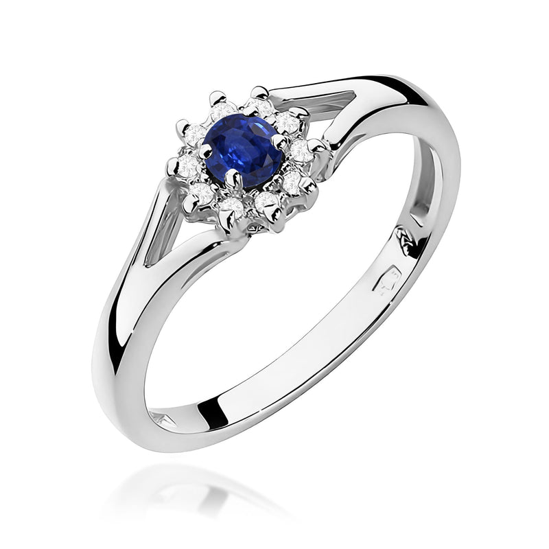 Inel Aur 9K cu Safir 0.15 ct si Diamante Naturale 0.09 ct, imaginea 5 din 8