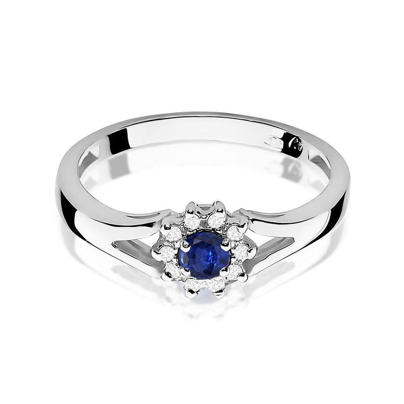 Inel Aur 9K cu Safir 0.15 ct si Diamante Naturale 0.09 ct, imaginea 6 din 8