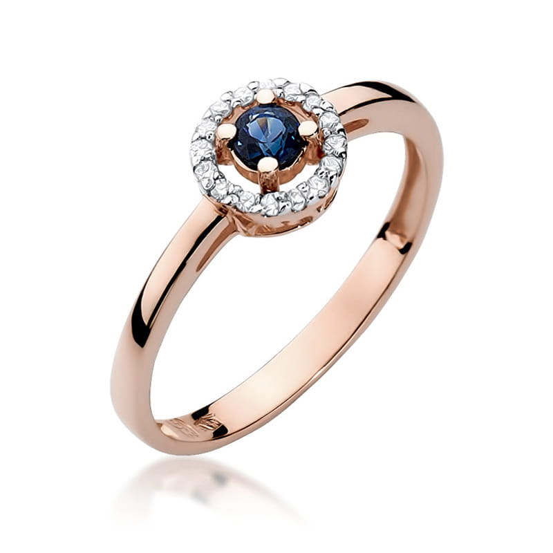 Inel Aur 9K cu Safir 0.15 ct si Diamante Naturale 0.08 ct, imaginea 5 din 11