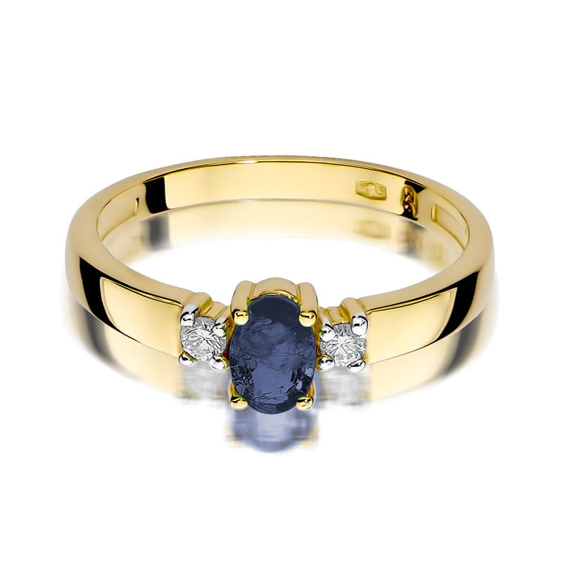 Inel Aur 9K cu Safir 0.70 ct si Diamante Naturale 0.08 ct, imaginea 2 din 7