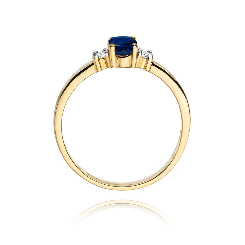 Inel Aur 9K cu Safir 0.70 ct si Diamante Naturale 0.08 ct, imaginea 3 din 7