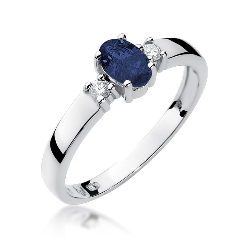 Inel Aur 9K cu Safir 0.70 ct si Diamante Naturale 0.08 ct, imaginea 5 din 7